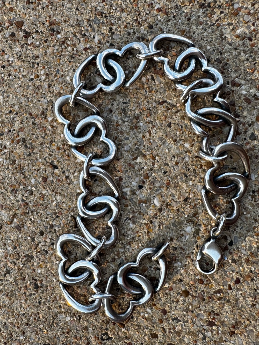 Retired Authentic James Avery Double Heart Link Bracelet 8” Length